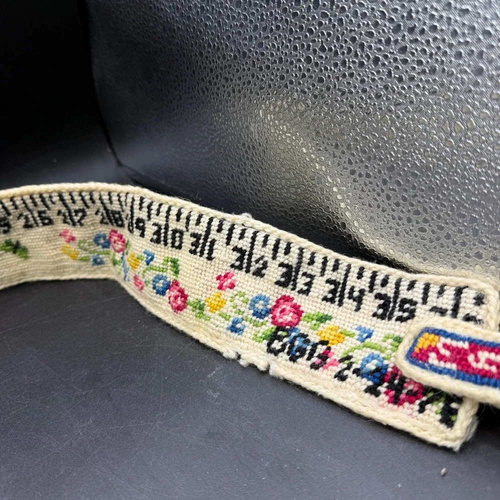 Vtg Handmade Needlepoint Butterfly Ruler Belt Decoration Floral Sew Cottage - Picture 5 of 8